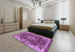 Patterned Dark Magenta Purple Rug in a Bedroom, pat2849pur