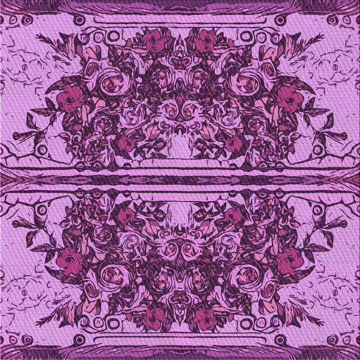 Round Patterned Dark Magenta Purple Rug, pat2849pur