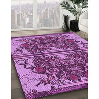 Patterned Dark Magenta Purple Rug, pat2849pur