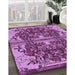Patterned Dark Magenta Purple Rug in Family Room, pat2849pur