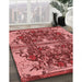 Patterned Tomato Red Rug in Family Room, pat2849rd