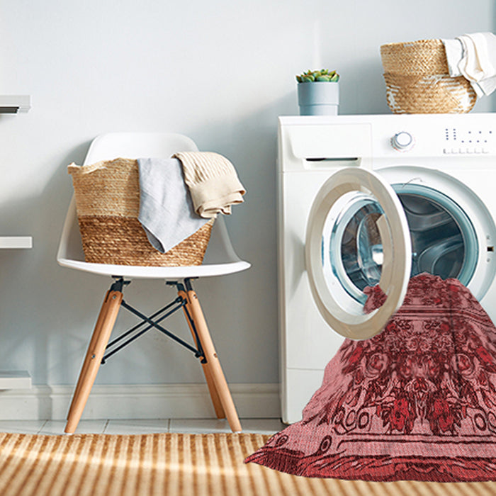 Machine Washable Transitional Tomato Red Rug in a Washing Machine, wshpat2849rd