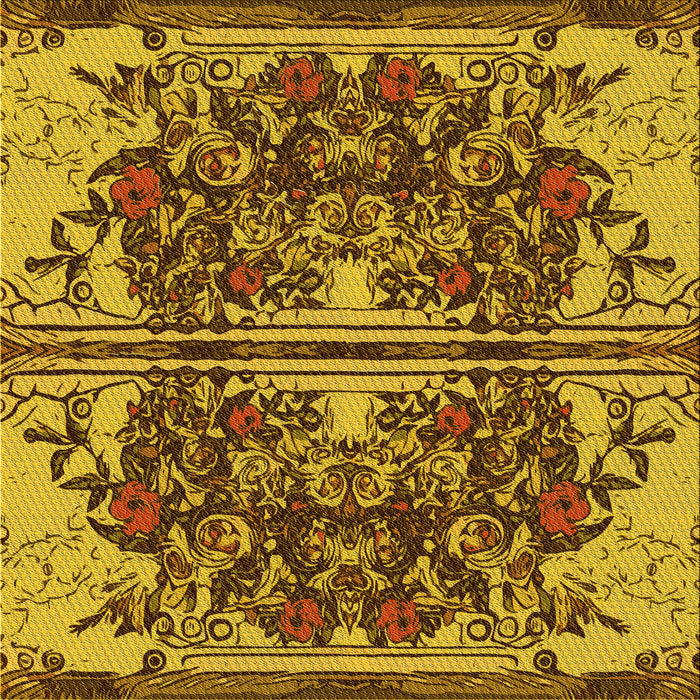 Round Patterned Red Brown Rug, pat2849yw