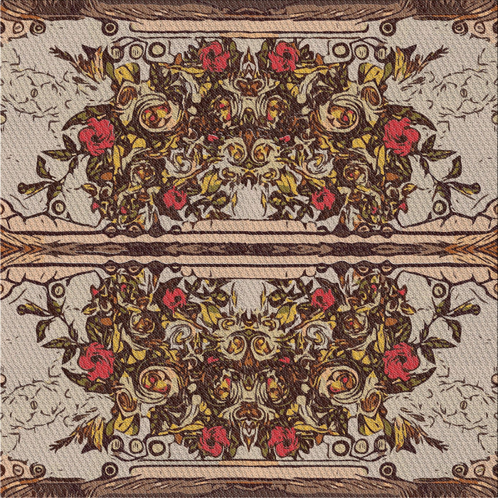 Square Patterned Bakers Brown Novelty Rug, pat2849