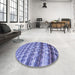 Round Patterned Slate Blue Rug in a Office, pat285blu