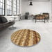 Round Patterned Saddle Brown Rug in a Office, pat285brn