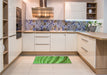 Patterned Green Rug in a Kitchen, pat285grn