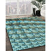Patterned Medium Turquoise Green Rug in Family Room, pat285lblu