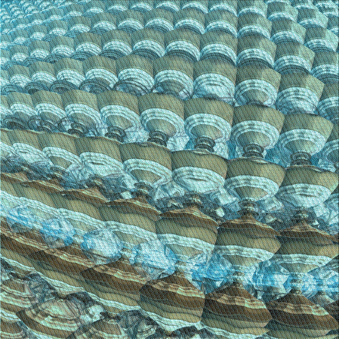 Round Patterned Medium Turquoise Green Rug, pat285lblu