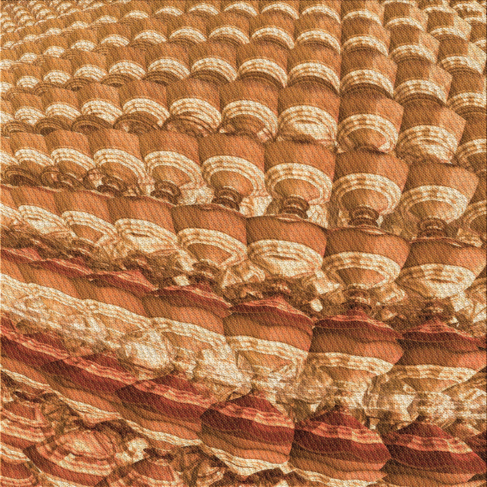 Round Patterned Orange Rug, pat285org