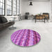 Round Patterned Violet Purple Rug in a Office, pat285pur