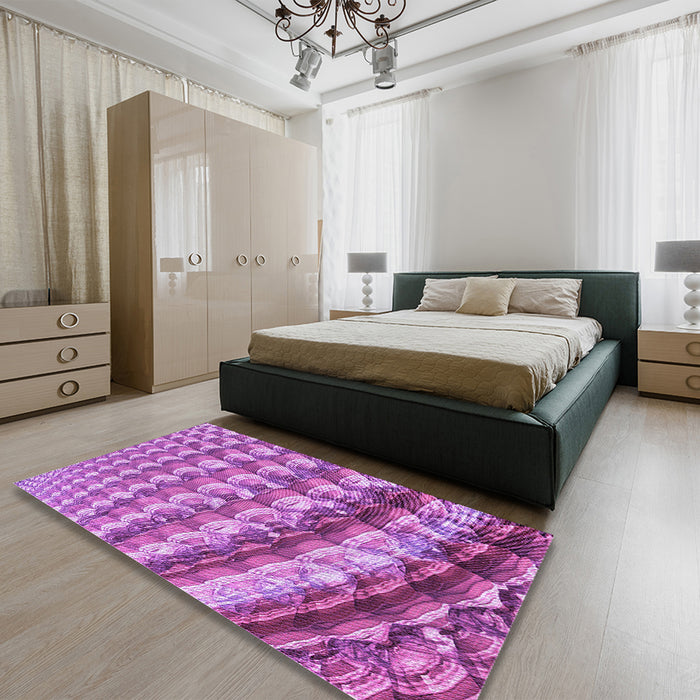 Patterned Violet Purple Rug in a Bedroom, pat285pur