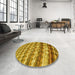 Round Patterned Saffron Yellow Rug in a Office, pat285yw