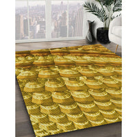 Patterned Saffron Yellow Rug, pat285yw