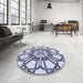 Round Patterned Lavender Blue Rug in a Office, pat2850blu