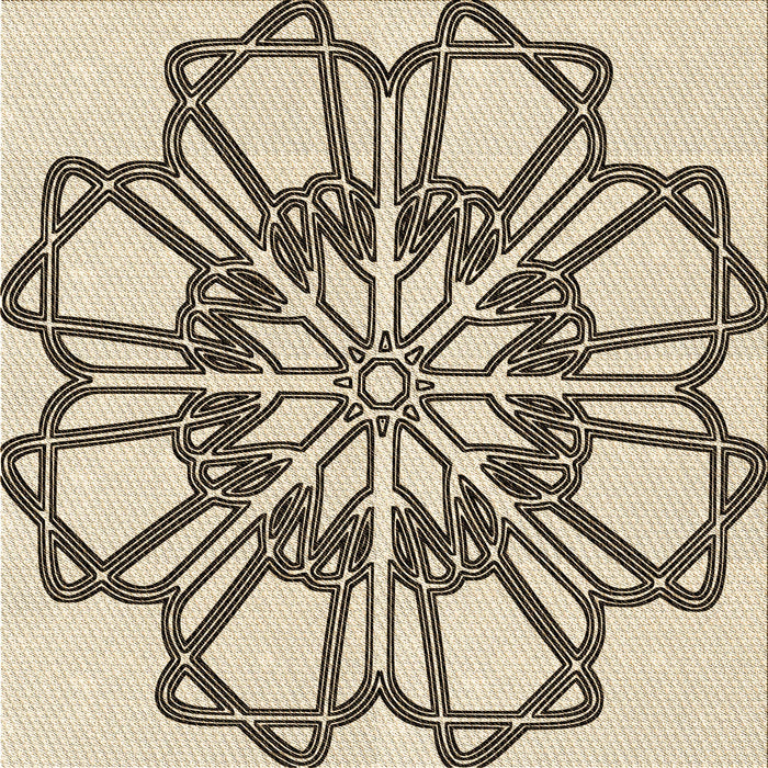 Round Patterned Vanilla Gold Rug, pat2850brn