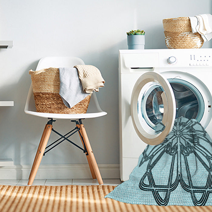 Machine Washable Transitional Electric Blue Rug in a Washing Machine, wshpat2850lblu