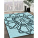 Patterned Electric Blue Rug in Family Room, pat2850lblu
