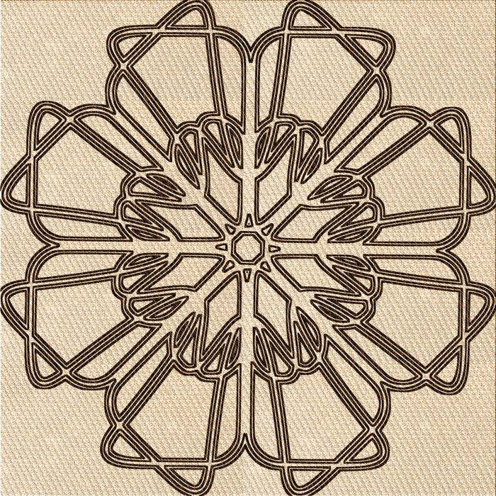 Round Patterned Sienna Brown Rug, pat2850org