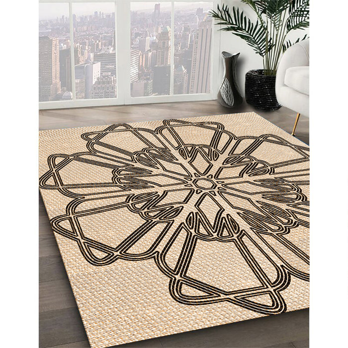 Patterned Sienna Brown Rug in Family Room, pat2850org