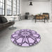 Round Patterned French Lilac Purple Rug in a Office, pat2850pur