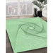 Patterned Mint Green Rug in Family Room, pat2851grn