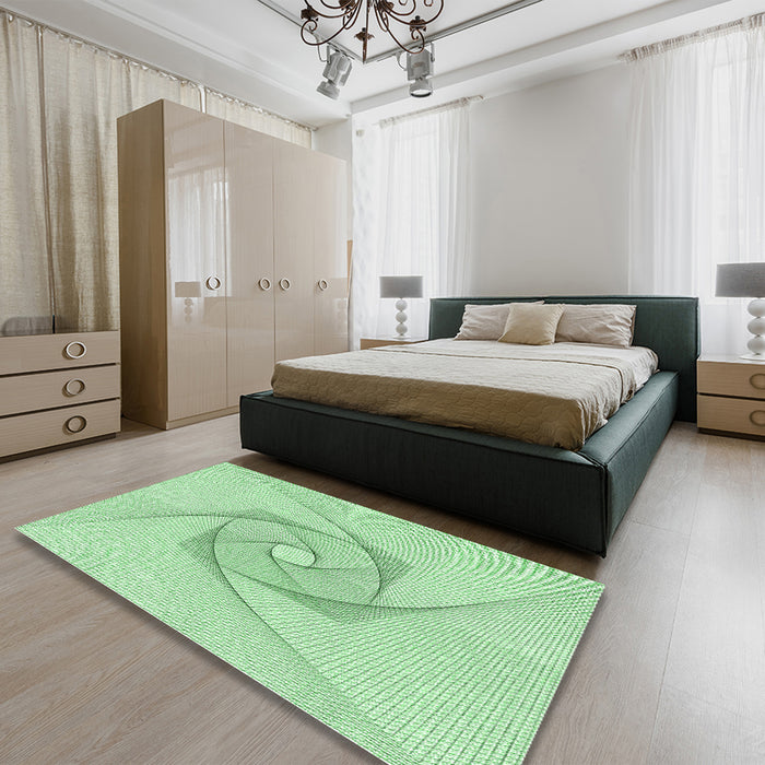 Patterned Mint Green Rug in a Bedroom, pat2851grn