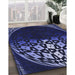 Patterned Night Blue Rug in Family Room, pat2852blu