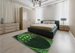 Patterned Dark Lime Green Rug in a Bedroom, pat2852grn