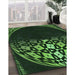 Patterned Dark Lime Green Rug in Family Room, pat2852grn