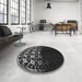 Round Patterned Midnight Gray Rug in a Office, pat2852gry