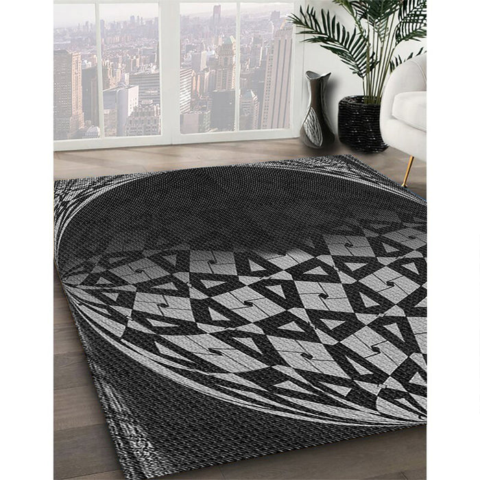 Machine Washable Transitional Midnight Gray Rug in a Family Room, wshpat2852gry