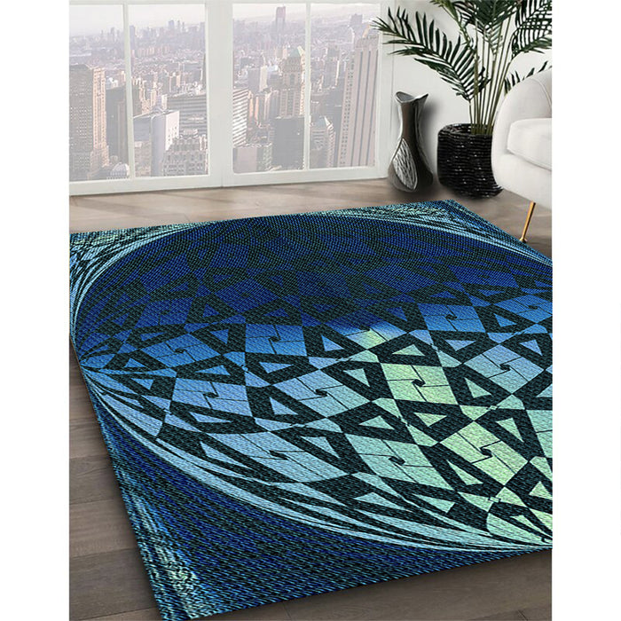 Machine Washable Transitional Blue Ivy Blue Rug in a Family Room, wshpat2852lblu