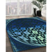 Patterned Blue Ivy Blue Rug in Family Room, pat2852lblu