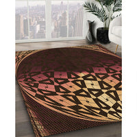 Patterned Black Brown Rug, pat2852org