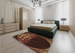 Patterned Black Brown Rug in a Bedroom, pat2852org