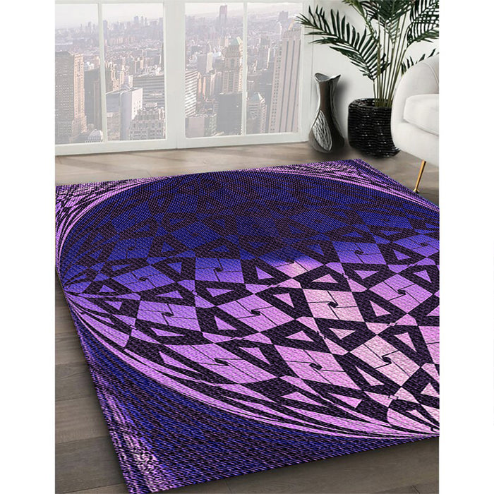 Patterned Dark Orchid Purple Rug in Family Room, pat2852pur