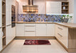 Patterned Cherry Red Rug in a Kitchen, pat2852rd