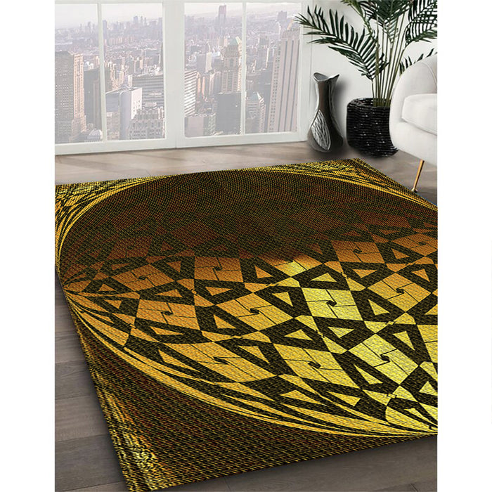 Machine Washable Transitional Black Brown Rug in a Family Room, wshpat2852yw
