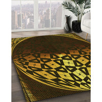 Patterned Black Brown Rug, pat2852yw