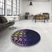 Round Patterned Blue Novelty Rug in a Office, pat2852