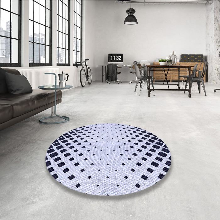 Round Patterned Lavender Blue Rug in a Office, pat2853blu