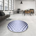 Round Patterned Lavender Blue Rug in a Office, pat2853blu