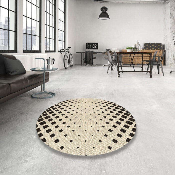 Round Patterned Wheat Beige Rug in a Office, pat2853brn