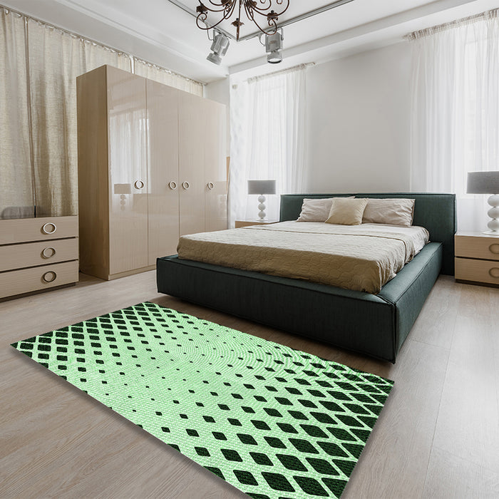 Patterned Mint Green Rug in a Bedroom, pat2853grn