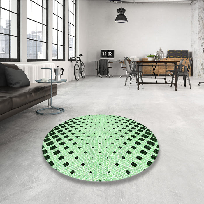 Round Patterned Mint Green Rug in a Office, pat2853grn