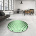 Round Patterned Mint Green Rug in a Office, pat2853grn
