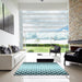 Square Patterned Electric Blue Rug in a Living Room, pat2853lblu