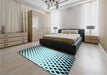 Patterned Electric Blue Rug in a Bedroom, pat2853lblu