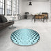 Round Patterned Electric Blue Rug in a Office, pat2853lblu